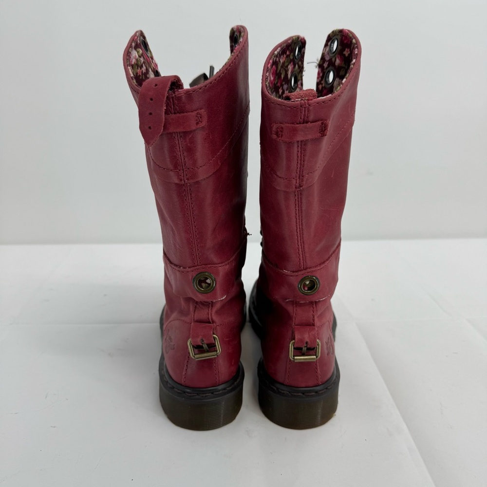 Dr Martens Triumph Size US 6 EU 37 Boots Red Leather Floral Lining Grunge Goth - Picture 3 of 10